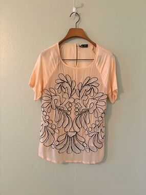 NWOT Embroidered Peach Short Sleeve Blouse